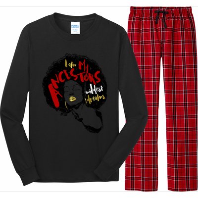 Distress I Am My Ancestors' Wildest Dreams Black Magic Gift Long Sleeve Pajama Set