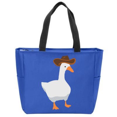 Duck In A Cow Hat Goose Meme Funny Gift Zip Tote Bag