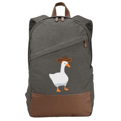 Duck In A Cow Hat Goose Meme Funny Gift Cotton Canvas Backpack