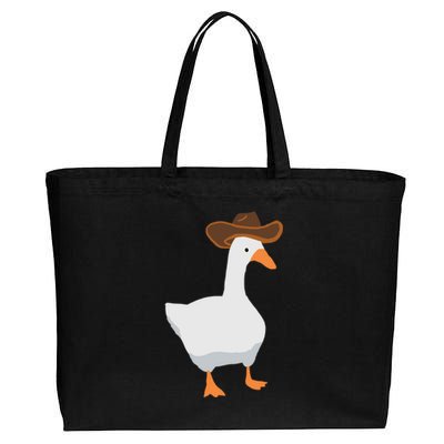 Duck In A Cow Hat Goose Meme Funny Gift Cotton Canvas Jumbo Tote