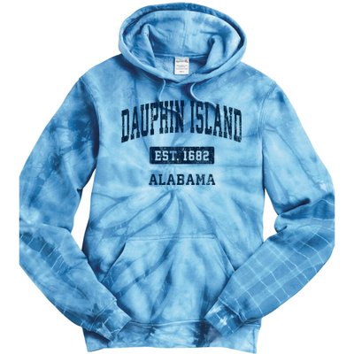 Dauphin Island Alabama Al Vintage Sports Established Tie Dye Hoodie