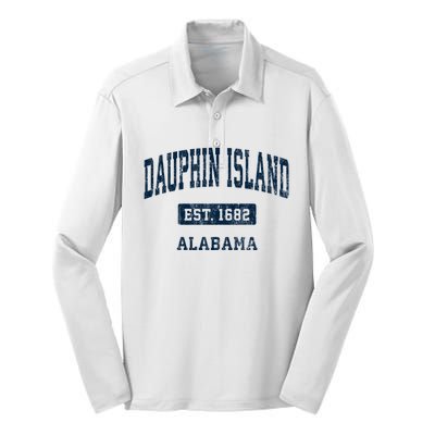 Dauphin Island Alabama Al Vintage Sports Established Silk Touch Performance Long Sleeve Polo