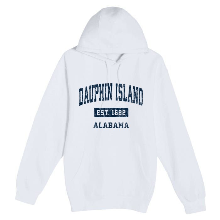 Dauphin Island Alabama Al Vintage Sports Established Premium Pullover Hoodie