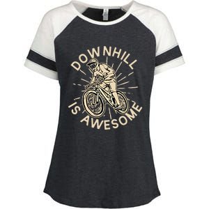 Downhill Is Awesome Meaningful Gift Mountain Biking Great Gift Enza Ladies Jersey Colorblock Tee