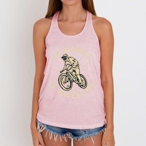 Downhill Is Awesome Meaningful Gift Mountain Biking Great Gift Women's Knotted Racerback Tank