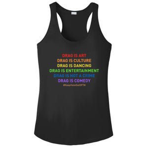 Drag Is Art Drag Is Culture Drag Is Not A Crime LGBT Pride Ladies PosiCharge Competitor Racerback Tank