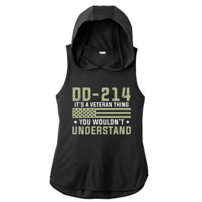 DD214 It's A Veteran Thing You Wouldn't Understand USA Flag Ladies PosiCharge Tri-Blend Wicking Draft Hoodie Tank