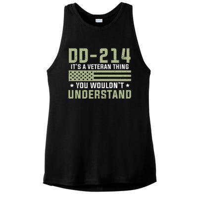 DD214 It's A Veteran Thing You Wouldn't Understand USA Flag Ladies PosiCharge Tri-Blend Wicking Tank