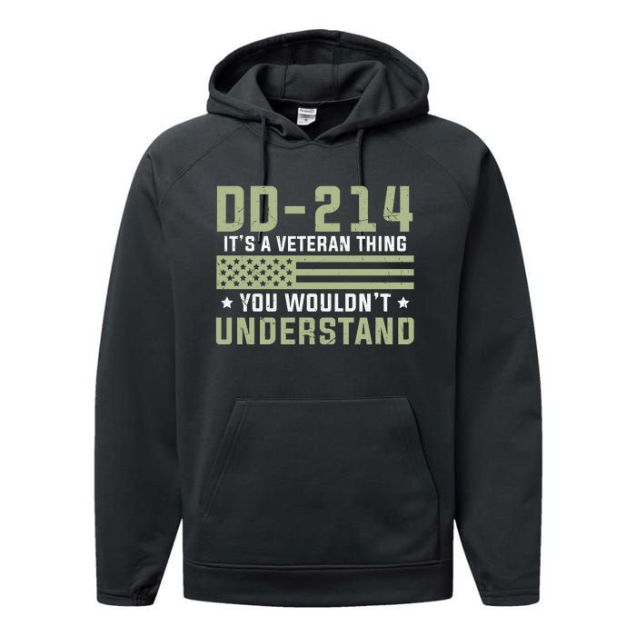 DD214 It's A Veteran Thing You Wouldn't Understand USA Flag Performance Fleece Hoodie