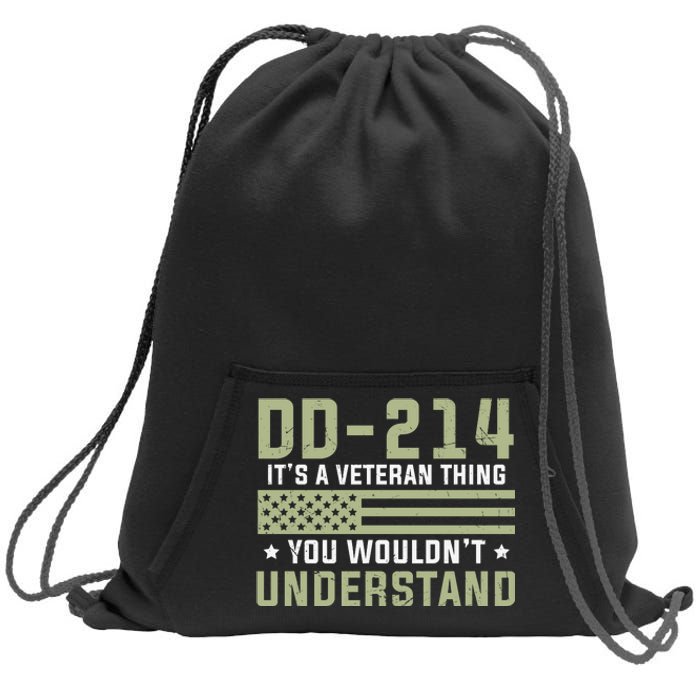 DD214 It's A Veteran Thing You Wouldn't Understand USA Flag Sweatshirt Cinch Pack Bag