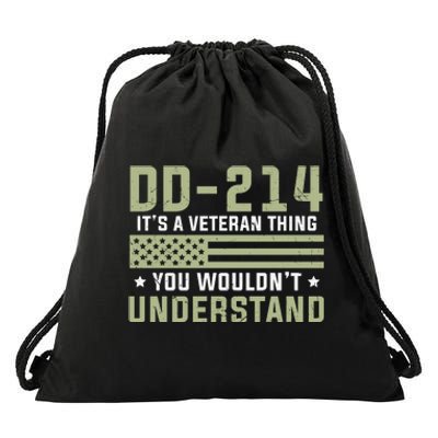 DD214 It's A Veteran Thing You Wouldn't Understand USA Flag Drawstring Bag