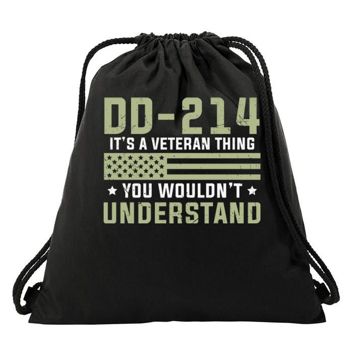 DD214 It's A Veteran Thing You Wouldn't Understand USA Flag Drawstring Bag