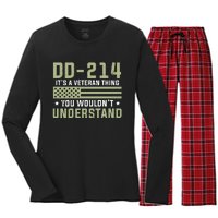 DD214 It's A Veteran Thing You Wouldn't Understand USA Flag Women's Long Sleeve Flannel Pajama Set 