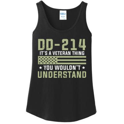 DD214 It's A Veteran Thing You Wouldn't Understand USA Flag Ladies Essential Tank