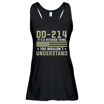 DD214 It's A Veteran Thing You Wouldn't Understand USA Flag Ladies Essential Flowy Tank