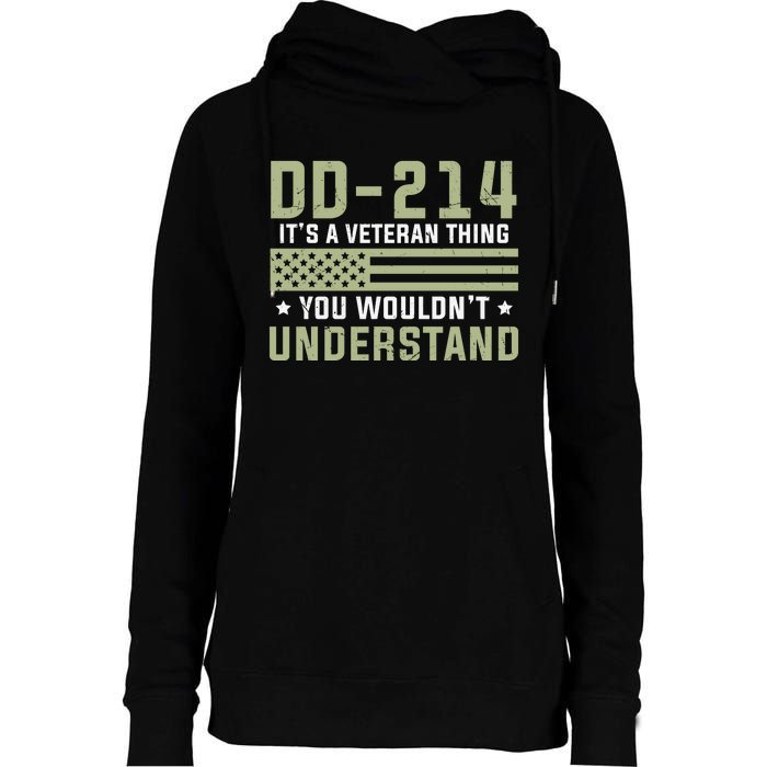 DD214 It's A Veteran Thing You Wouldn't Understand USA Flag Womens Funnel Neck Pullover Hood