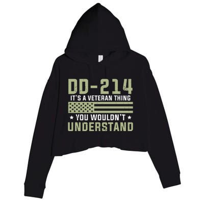 DD214 It's A Veteran Thing You Wouldn't Understand USA Flag Crop Fleece Hoodie