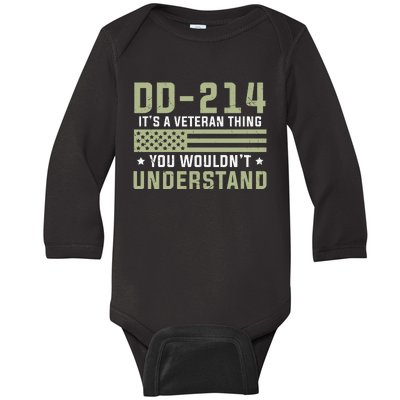 DD214 It's A Veteran Thing You Wouldn't Understand USA Flag Baby Long Sleeve Bodysuit