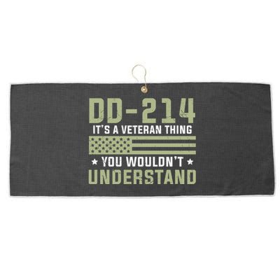 DD214 It's A Veteran Thing You Wouldn't Understand USA Flag Large Microfiber Waffle Golf Towel