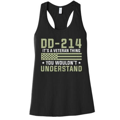 DD214 It's A Veteran Thing You Wouldn't Understand USA Flag Women's Racerback Tank