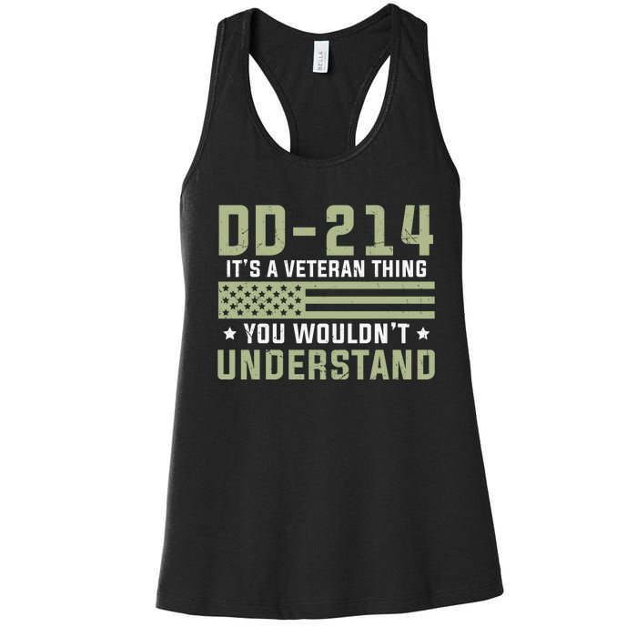 DD214 It's A Veteran Thing You Wouldn't Understand USA Flag Women's Racerback Tank