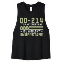 DD214 It's A Veteran Thing You Wouldn't Understand USA Flag Women's Racerback Cropped Tank