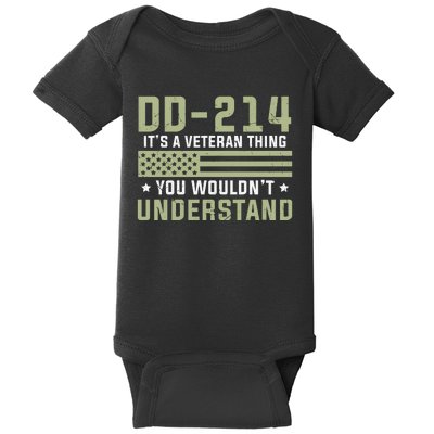 DD214 It's A Veteran Thing You Wouldn't Understand USA Flag Baby Bodysuit