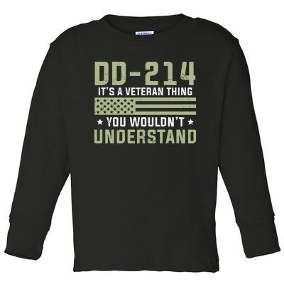 DD214 It's A Veteran Thing You Wouldn't Understand USA Flag Toddler Long Sleeve Shirt