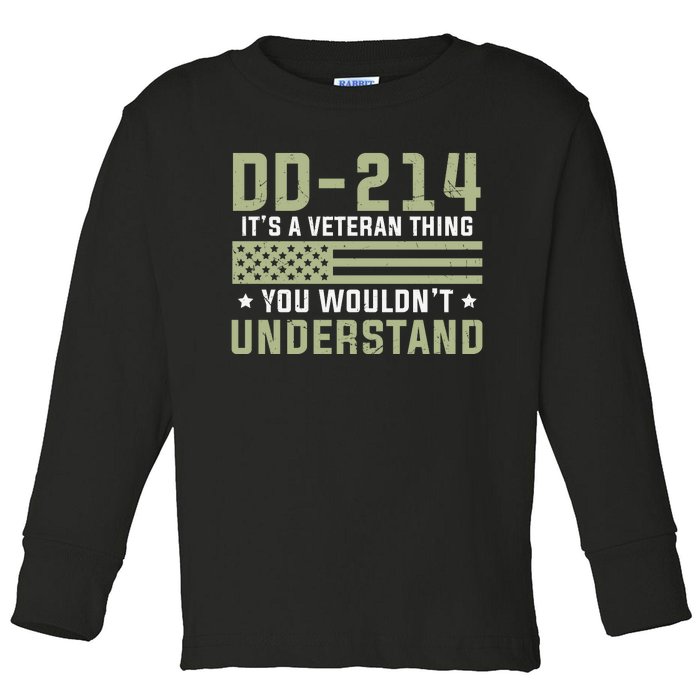 DD214 It's A Veteran Thing You Wouldn't Understand USA Flag Toddler Long Sleeve Shirt