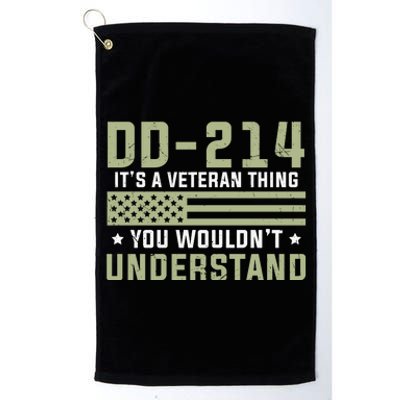 DD214 It's A Veteran Thing You Wouldn't Understand USA Flag Platinum Collection Golf Towel