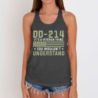 DD214 It's A Veteran Thing You Wouldn't Understand USA Flag Women's Knotted Racerback Tank