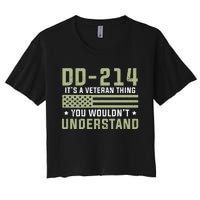 DD214 It's A Veteran Thing You Wouldn't Understand USA Flag Women's Crop Top Tee