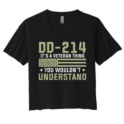 DD214 It's A Veteran Thing You Wouldn't Understand USA Flag Women's Crop Top Tee