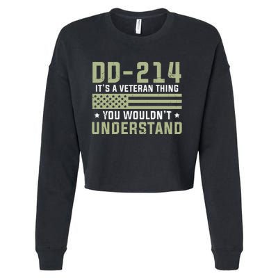 DD214 It's A Veteran Thing You Wouldn't Understand USA Flag Cropped Pullover Crew