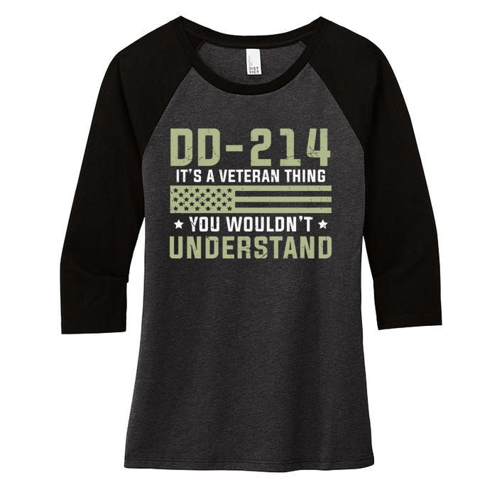 DD214 It's A Veteran Thing You Wouldn't Understand USA Flag Women's Tri-Blend 3/4-Sleeve Raglan Shirt