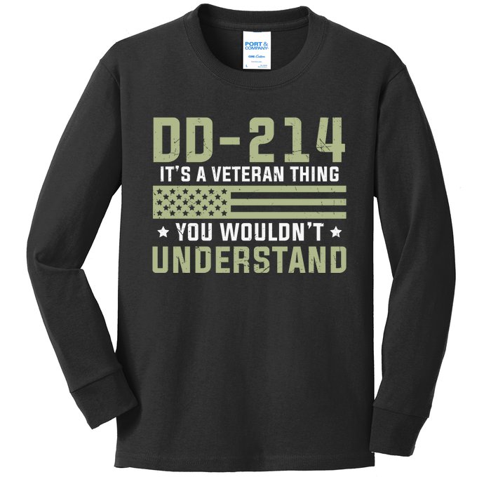 DD214 It's A Veteran Thing You Wouldn't Understand USA Flag Kids Long Sleeve Shirt