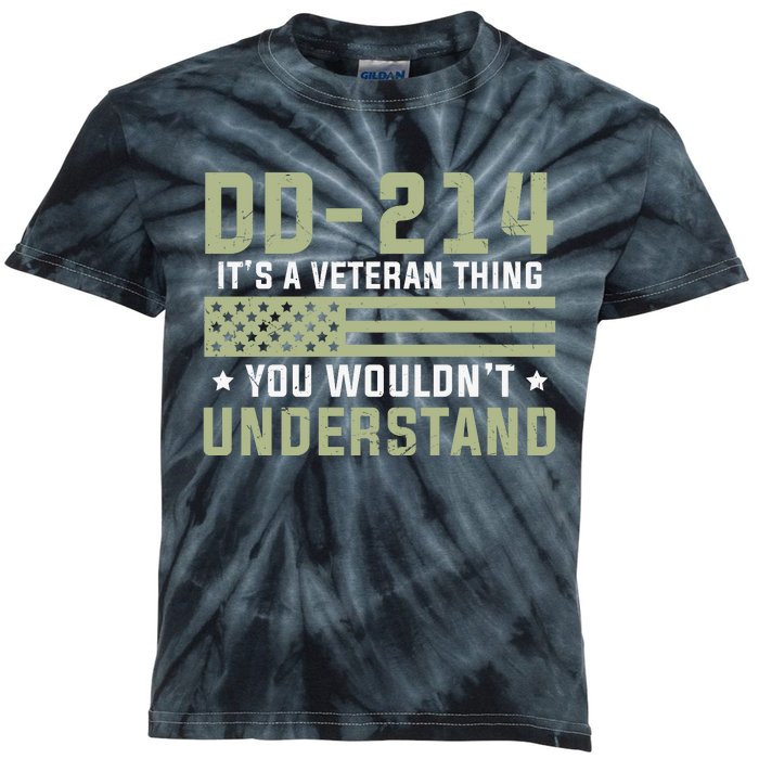 DD214 It's A Veteran Thing You Wouldn't Understand USA Flag Kids Tie-Dye T-Shirt