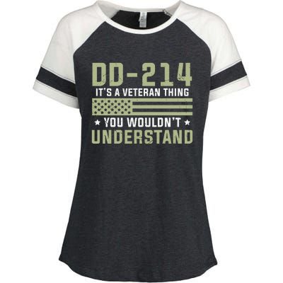 DD214 It's A Veteran Thing You Wouldn't Understand USA Flag Enza Ladies Jersey Colorblock Tee