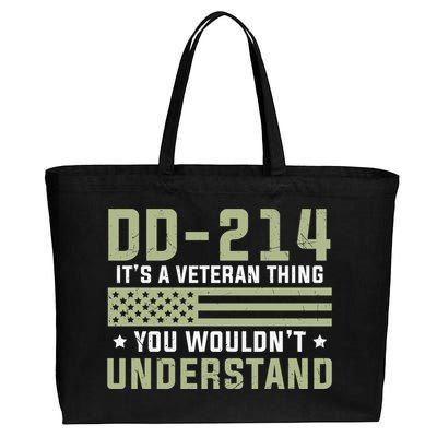 DD214 It's A Veteran Thing You Wouldn't Understand USA Flag Cotton Canvas Jumbo Tote