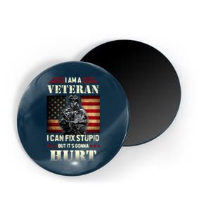 Distressed I Am A Veteran I Can Fix Stupid Veterans Day Magnet