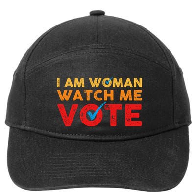 Distressed I Am Woman Watch Me Vote 7-Panel Snapback Hat