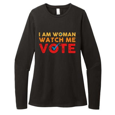 Distressed I Am Woman Watch Me Vote Womens CVC Long Sleeve Shirt