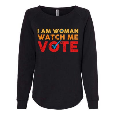 Distressed I Am Woman Watch Me Vote Womens California Wash Sweatshirt