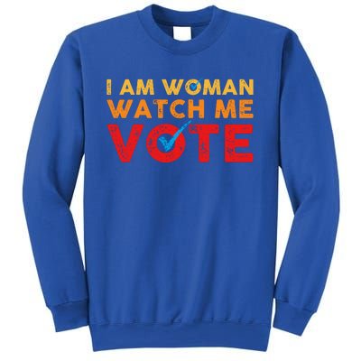 Distressed I Am Woman Watch Me Vote Sweatshirt