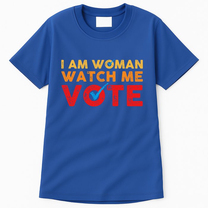 Distressed I Am Woman Watch Me Vote Tall T-Shirt