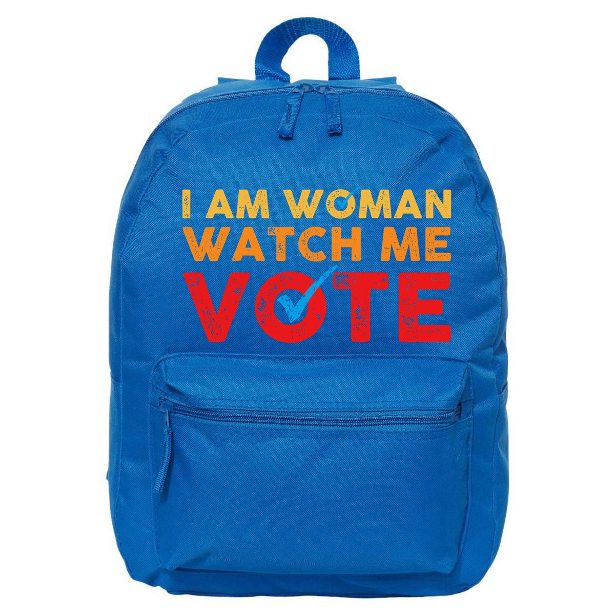 Distressed I Am Woman Watch Me Vote 16 in Basic Backpack