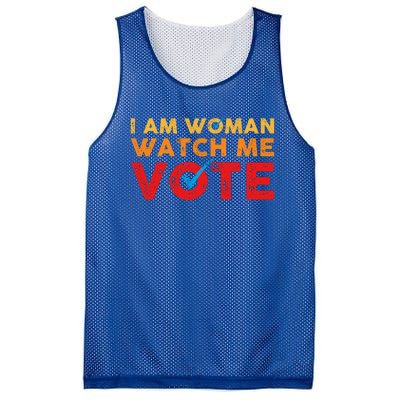 Distressed I Am Woman Watch Me Vote Mesh Reversible Basketball Jersey Tank