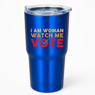 Distressed I Am Woman Watch Me Vote Tumbler