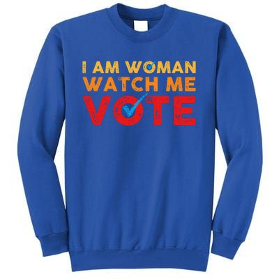 Distressed I Am Woman Watch Me Vote Tall Sweatshirt