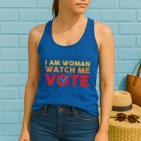Distressed I Am Woman Watch Me Vote Womens Tank Top